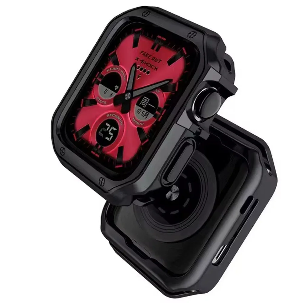 Tali Logam + Casing Lunak untuk Jam Tangan Apple 45Mm 44Mm 42Mm 41Mm 40Mm 38Mm Gelang Baja Tahan Karat untuk IWatch 9 8 7 6 5 4 SE