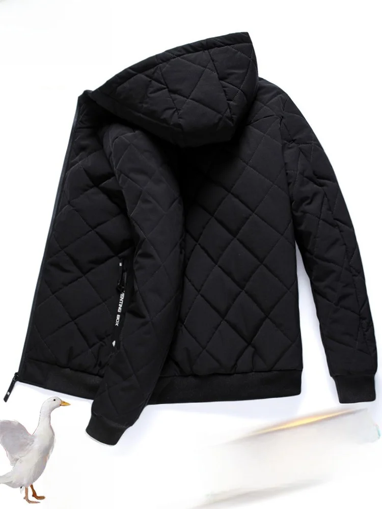 

Thiened down Cotton Jaet for Men Winter Warm Windproof Youth Versatile Cotton Clothes Long Sve Stand Collar Coat