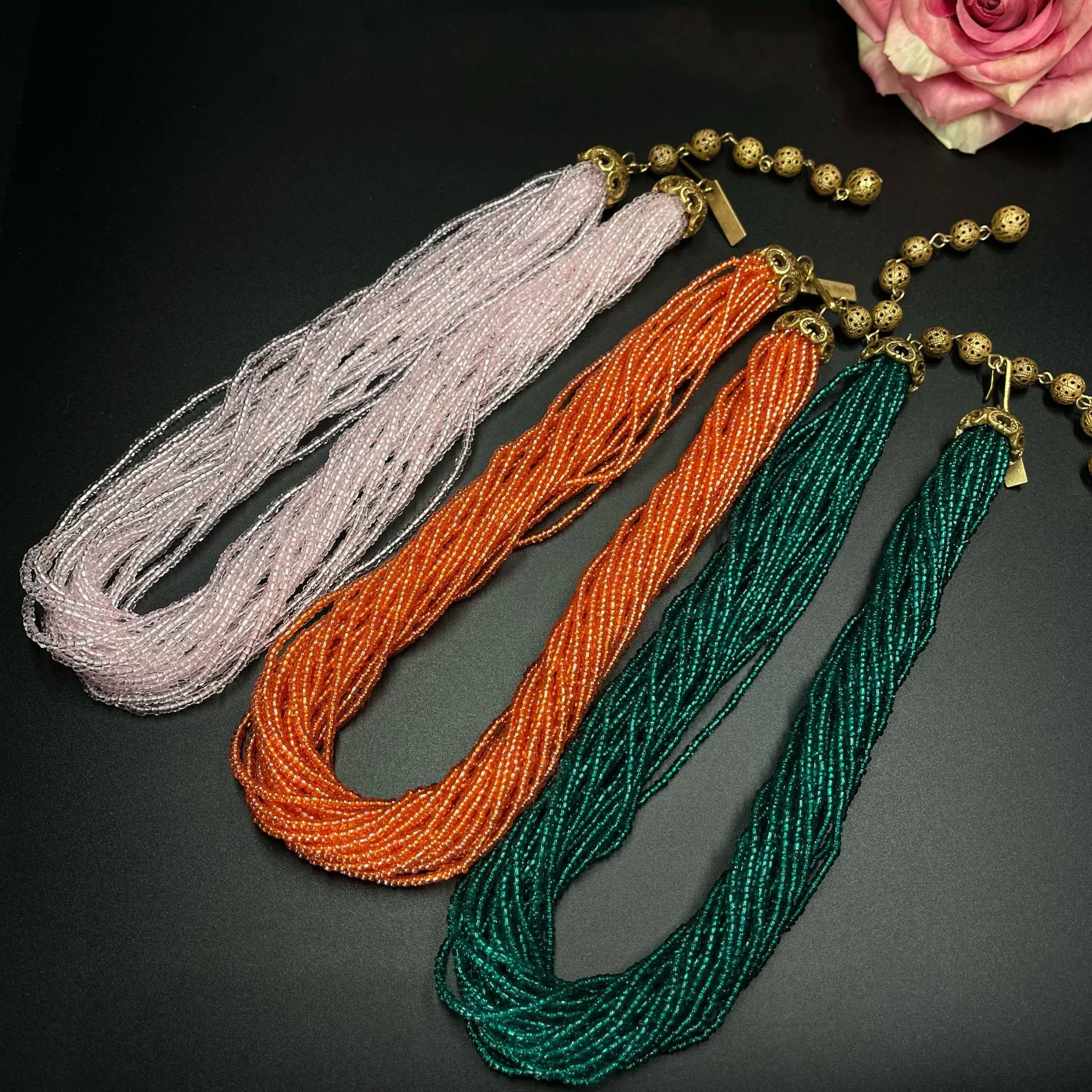 

Bohemia multi-layered winding Tiny Glass Bead Necklace Europe and America Vintage Jewelry For Party Gift Accessories