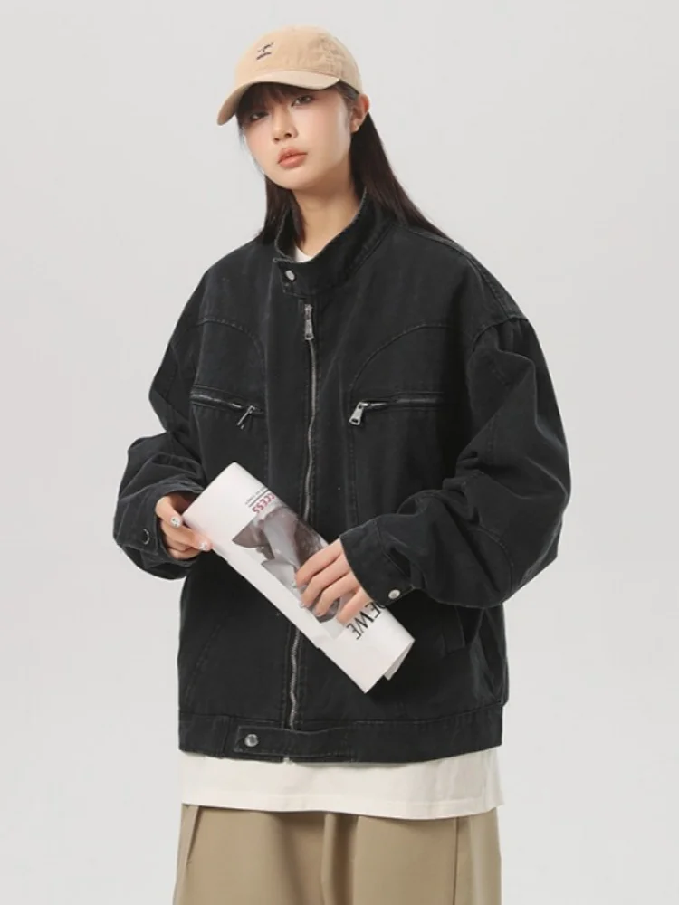2026 New American Retro Zip Cargo Jacket Men Trendy Spring Autumn Flight Baseball Collar Outerwear Coat