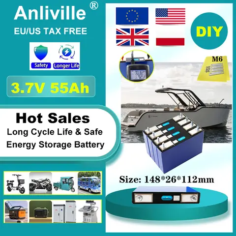 New 3.7V  55Ah Lithium Battery DIY 12V 24V 48V Power Banks, RV, Camping, Outdoor Devices, E-scooter Stable Voltage & Hot sales