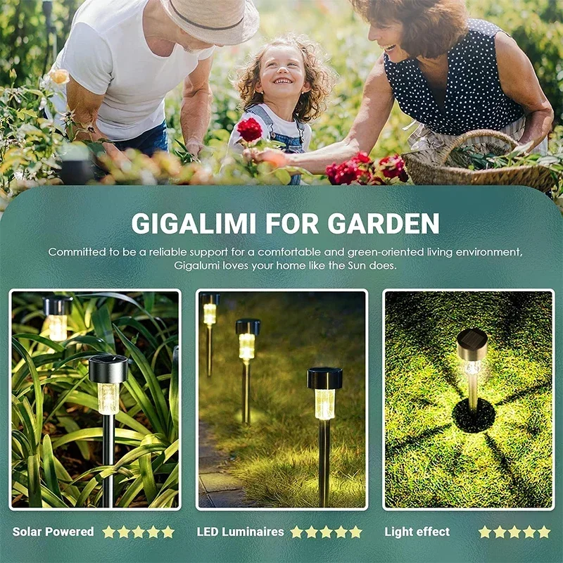 10Pack Solar Outdoor Lights Garden Lantern Solar Powered Lamp Waterproof Landscape Lighting Pathway Yard Lawn Garden Decoration image 4
