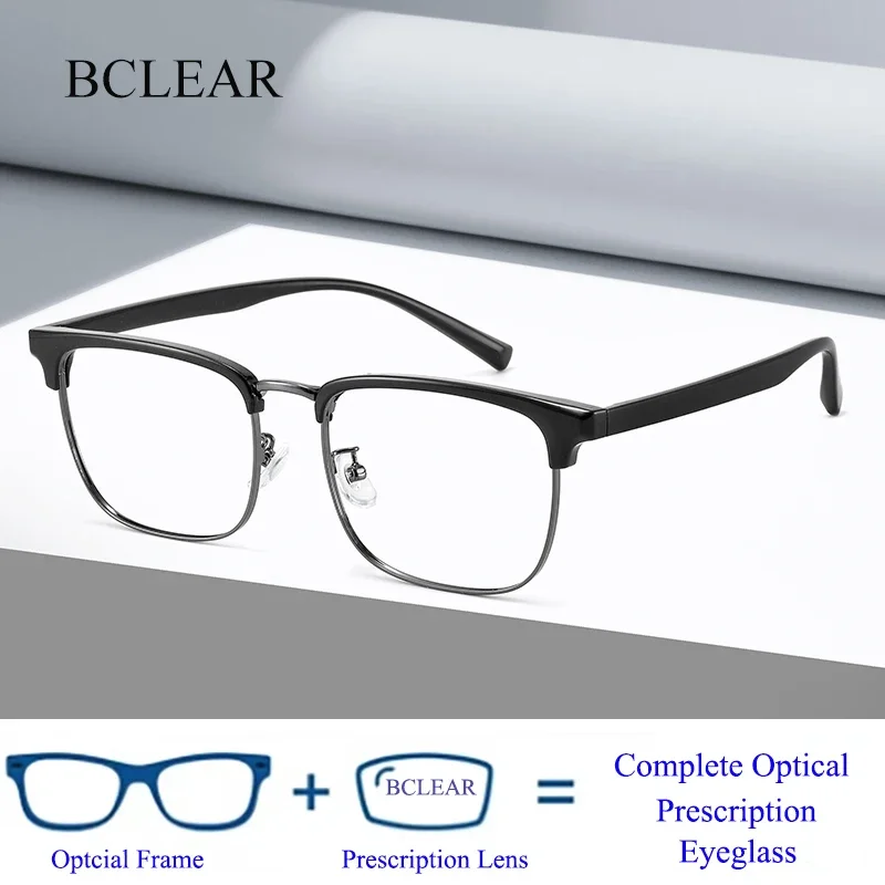 

BCLEAR Classic Style Retro Square TR90 Optical Frame Fashion Eyebrow Glasses Full Rim Eyeglasses Myopia Progressive Spectacles