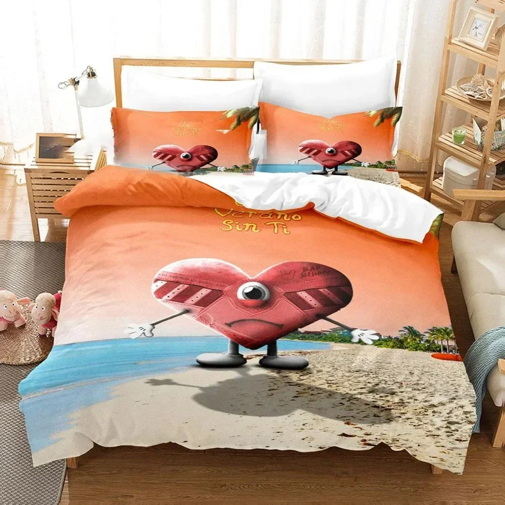 

3D Printed Bad Bunny Bedding Set Boys Girls Twin Queen Size UN VERANO SIN TI Duvet Cover Pillowcase Bed Kids Adult