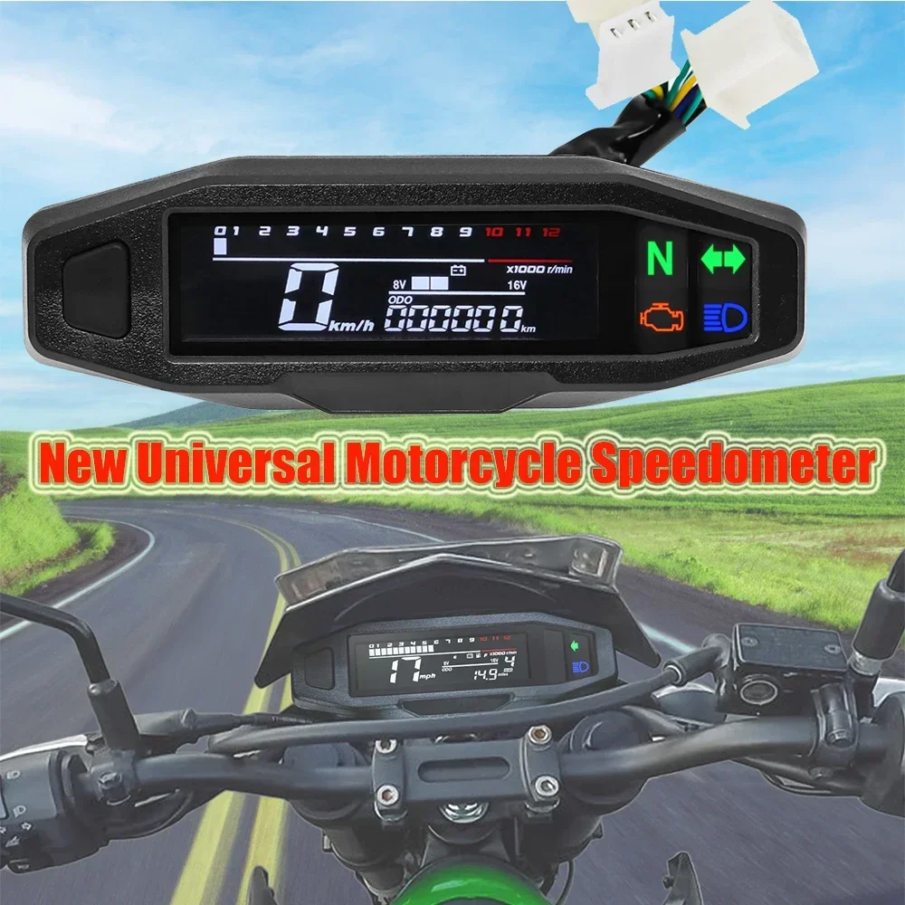 Nieuwe Universele Motorfiets Snelheidsmeter Moto Dashboard Olie Gauge Toerenteller Digitale Meter Sensor Set Kilometerteller Voor Russische KR200