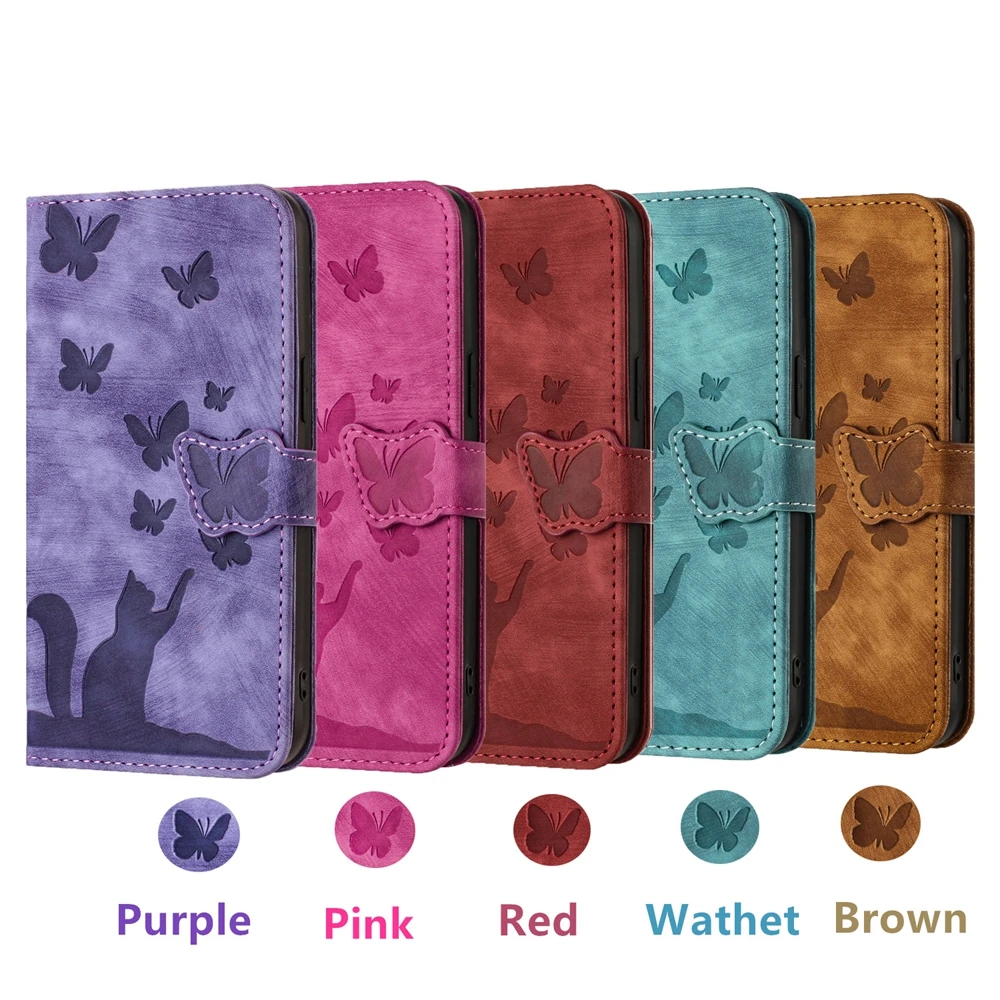Telefon Fall Für Samsung Galaxy S24 Flip S24 PE S25 Plus S23 FE Ultra S22 S21 S20 FE Fällen Nette Katze PU Leder Brieftasche Zurück Abdeckung