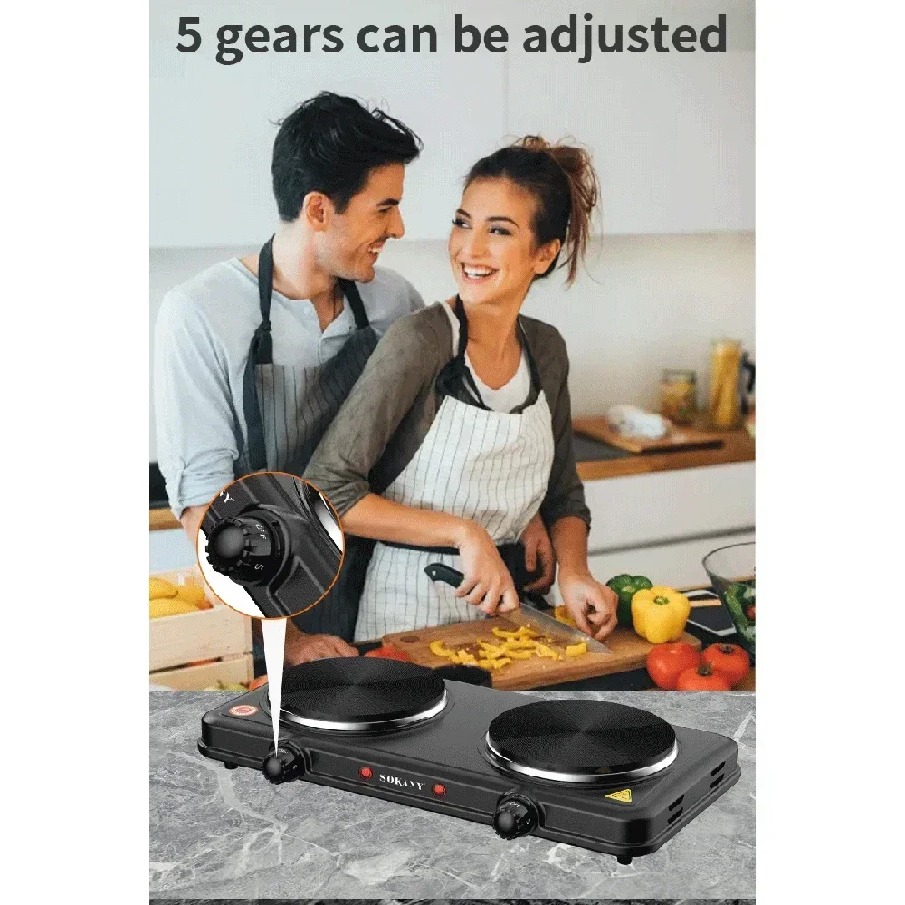 2000W Multifunctional Kitchen Double Pot Electric Stove, Portable Kitchen, Suitable For Home, Outdoor, Office Use