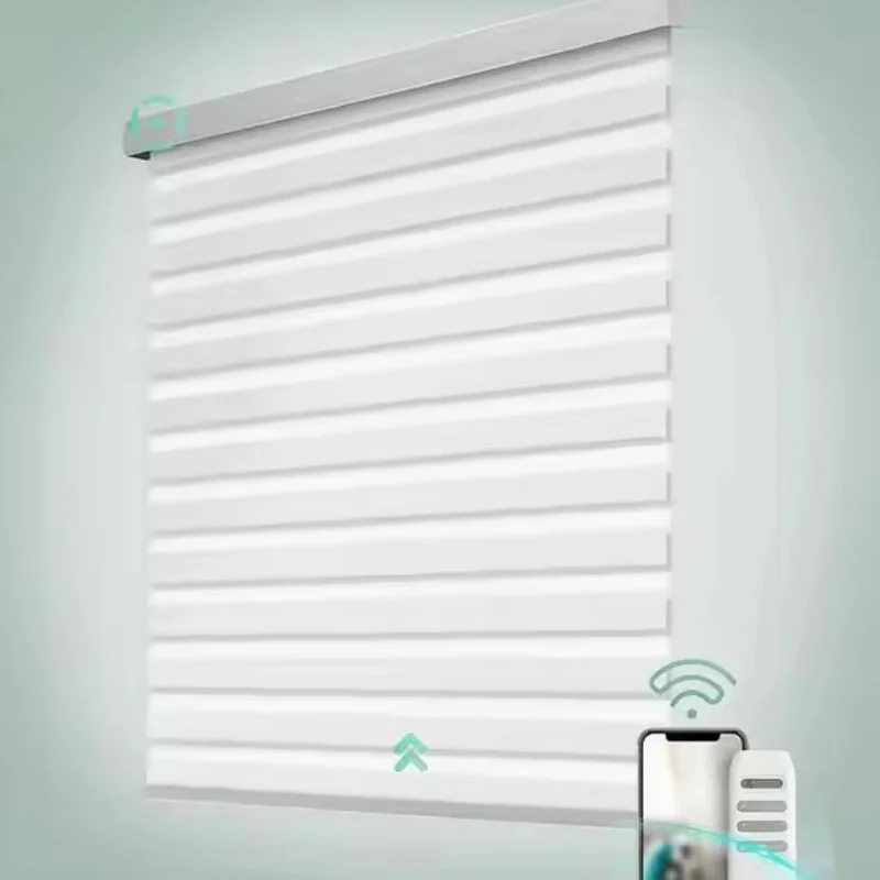 

High Quality Remote Control Smart Double Layer Electric Zebra Blinds For Windows