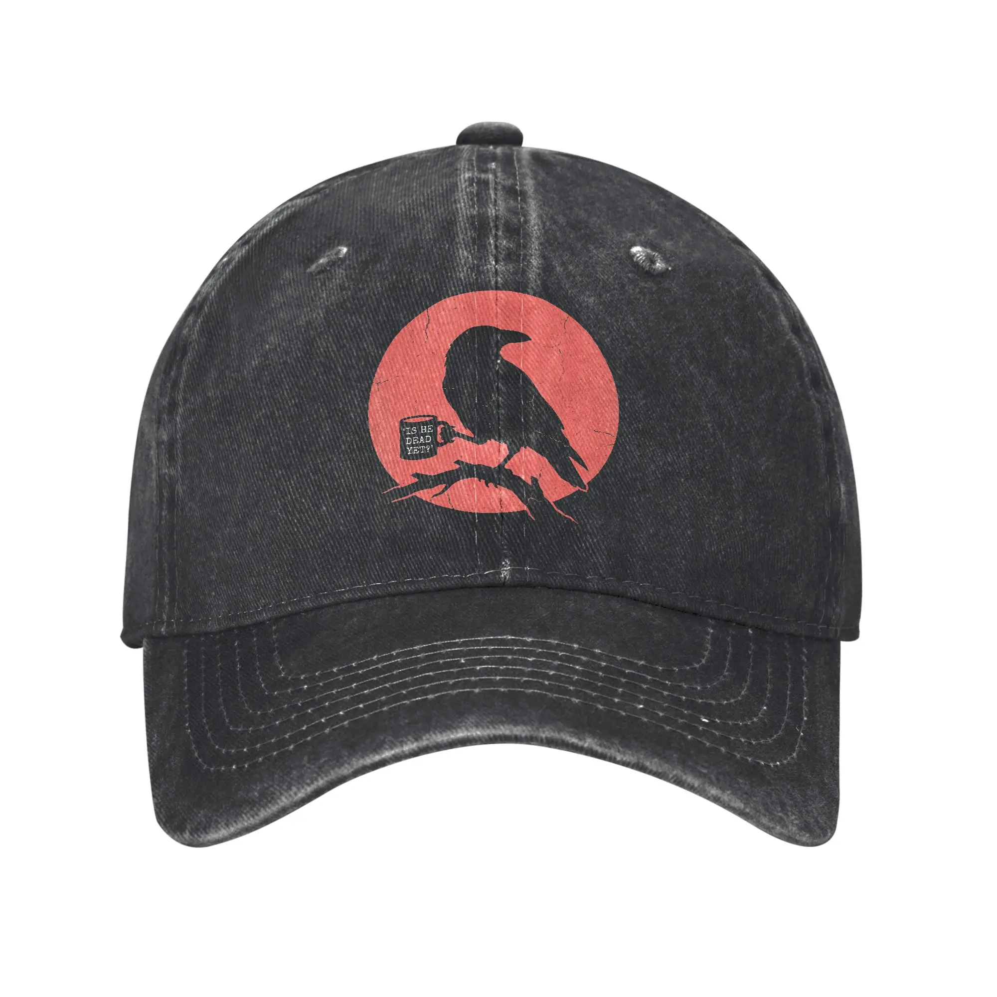 is He Vintage Dead Yet Tshirt Men Raven Bird Dark Humor Work Casual Baseball Cap  Hunting Camping Hip Hop Hats Hot Sale Cap