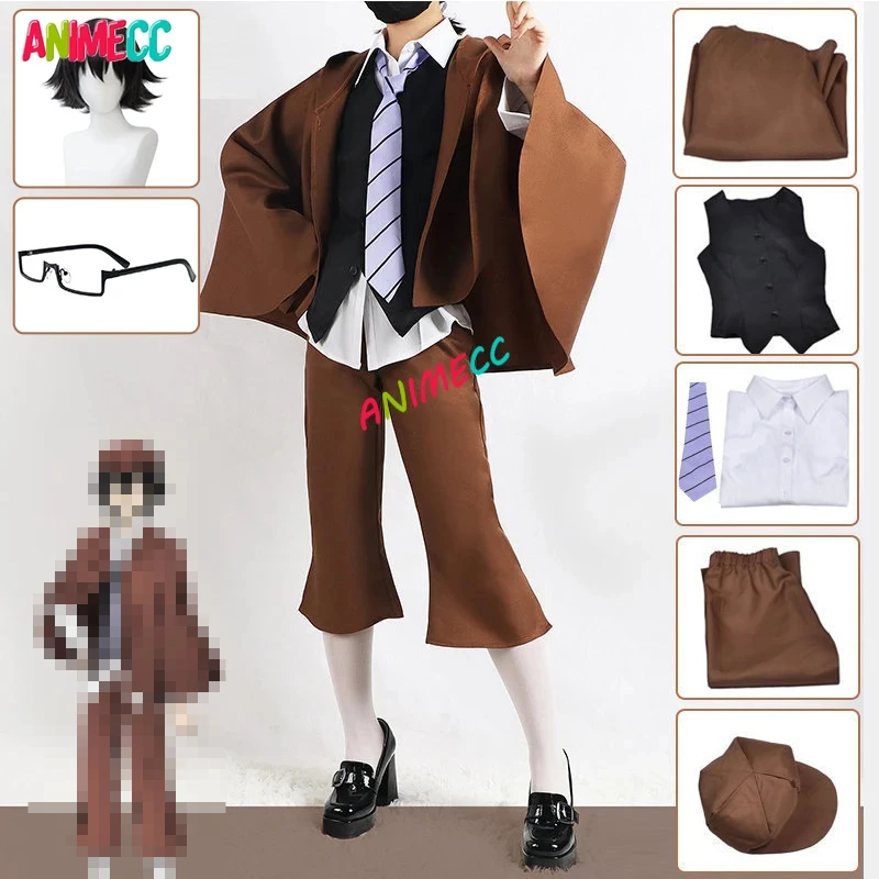

ANIMECC in Stock Edogawa Rampo Cosplay Costume Wig Glasses Anime Halloween Party Unisex Uniform for Men Women