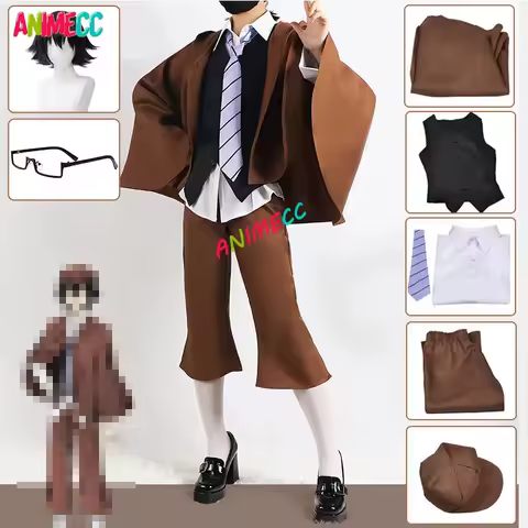 ANIMECC in Stock Edogawa Rampo Cosplay Costume Wig Glasses Anime Halloween Party Unisex Uniform for Men Women