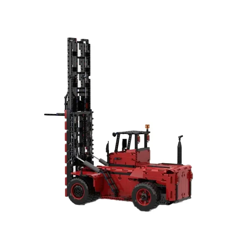 MOC-63441 Red New Electric Heavy Duty Forklift • 1851 Parts Splicing Building Blocks  Children's  Birthday  Custom  Toy Gift