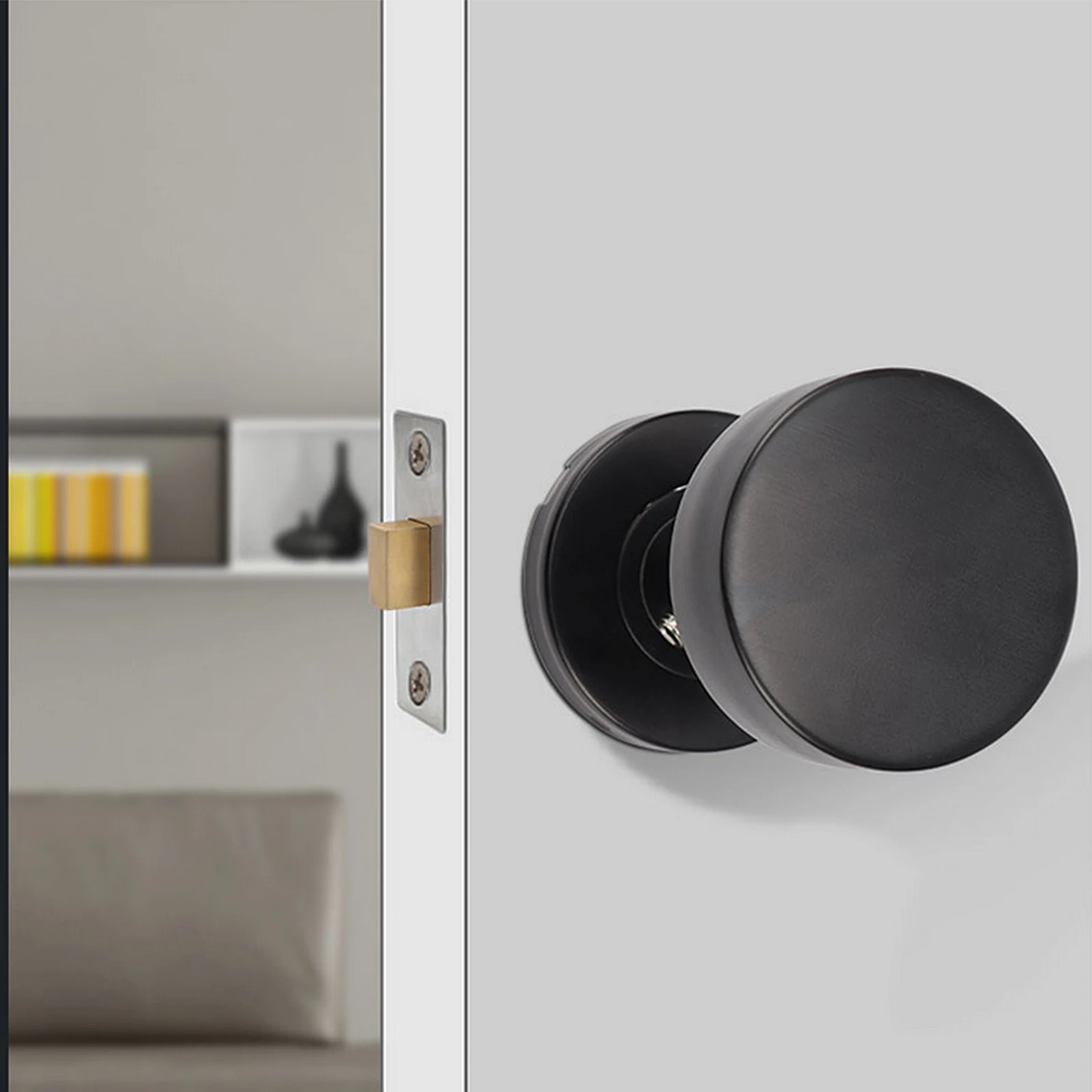 

Hidden Door Lock Black Knobs for Bedroom Bathroom Doors Stainless Steel Easy Install Durable Matching Decor Hardware