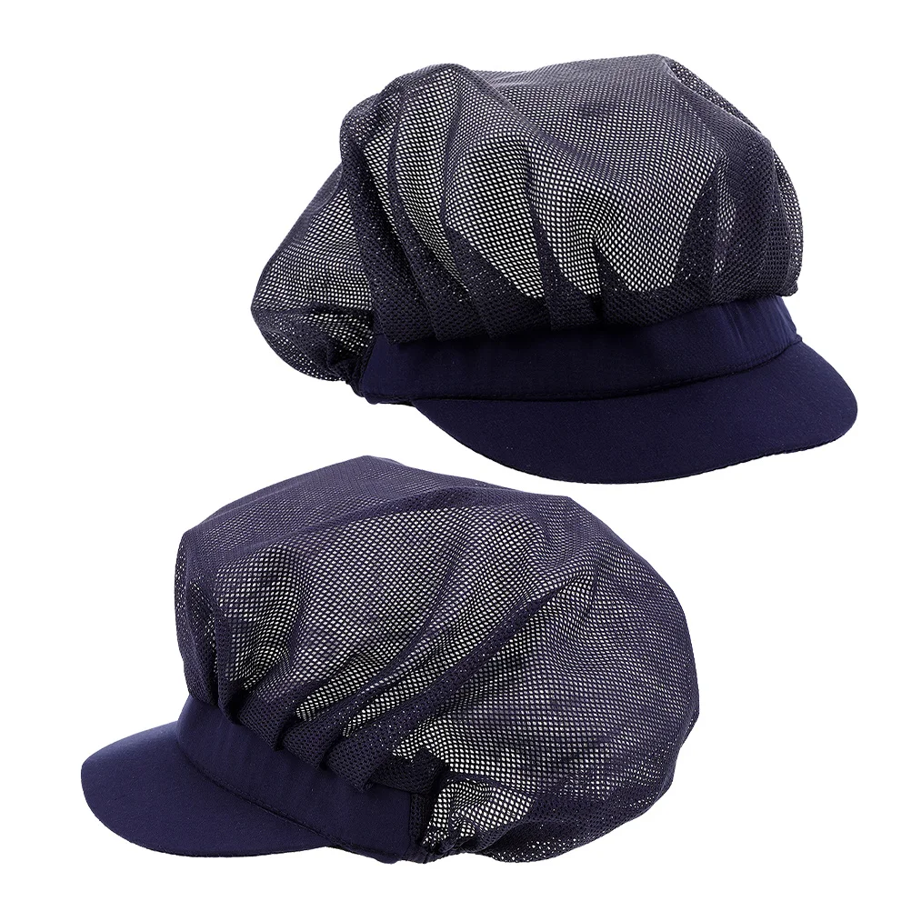 

2Pcs Unisex Breathable Chef Hats Kitchen Cooking Caps Food Service Hair Nets Catering Bakery Working Caps Navy