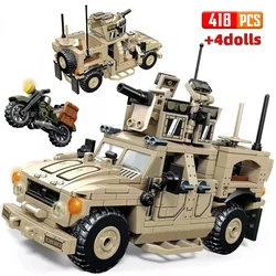 418 PCS WW2 Military Series US Army Humvee Infantry Building Blocks Weapon Combat Vehicle MOC Model DIY Children Toys Boy Gifts