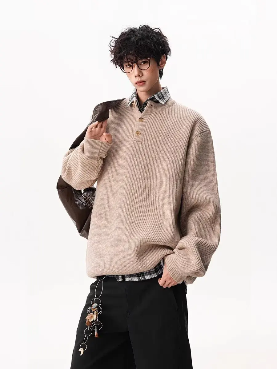 

Waed Casual Men's Sweater Versatile Autumn Winter Faionable Japanese Sle Couple's Top Comfortable Breathable Long Sv...