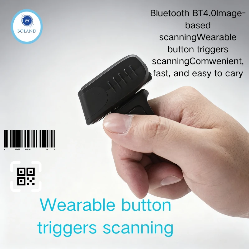 

Bluetooth-считыватель штрих-кодов 1D 2D Носимые кнопки сканирования с запуском Беспроводной сканер штрих-кодов Для точки продажи Логистический продукт