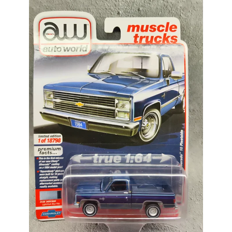 Modelo de Coche de Aleación a Escala 1/64 de la Serie World Car, Chevrolet Pickup 1984, Juguete Coleccionable, Regalo, Souvenir, Adorno de Exhibición