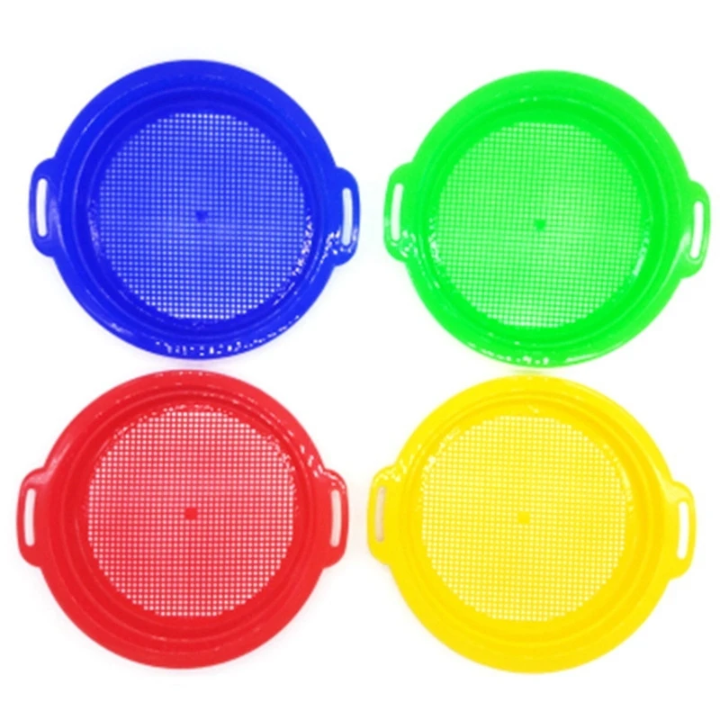 B87B-4PCS Stop Sand Sifter Sieves Toy For Sand Beach 4 Pack Set Red Blue Yellow Green For Children Kids Toy