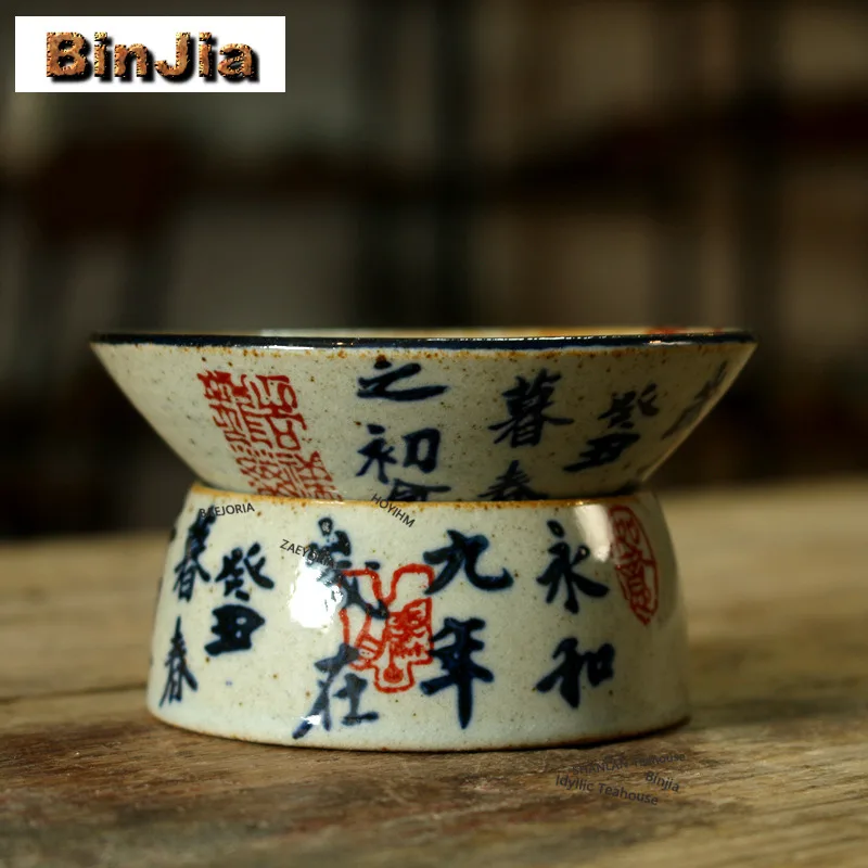 

Чайный инфузор из грубой керамики ручной росписи с каллиграфией, винтажный заварочный чайник-диспенсер, фильтр для чая, подарочный набор для чаепития