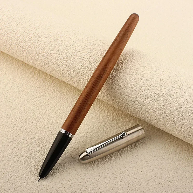 

Перьевая ручка Jinhao 51, деревянное перо ручной работы, 0,38 мм, серебристый зажим, чернильная ручка, стационарные деловые офисные подарки, школьные принадлежности