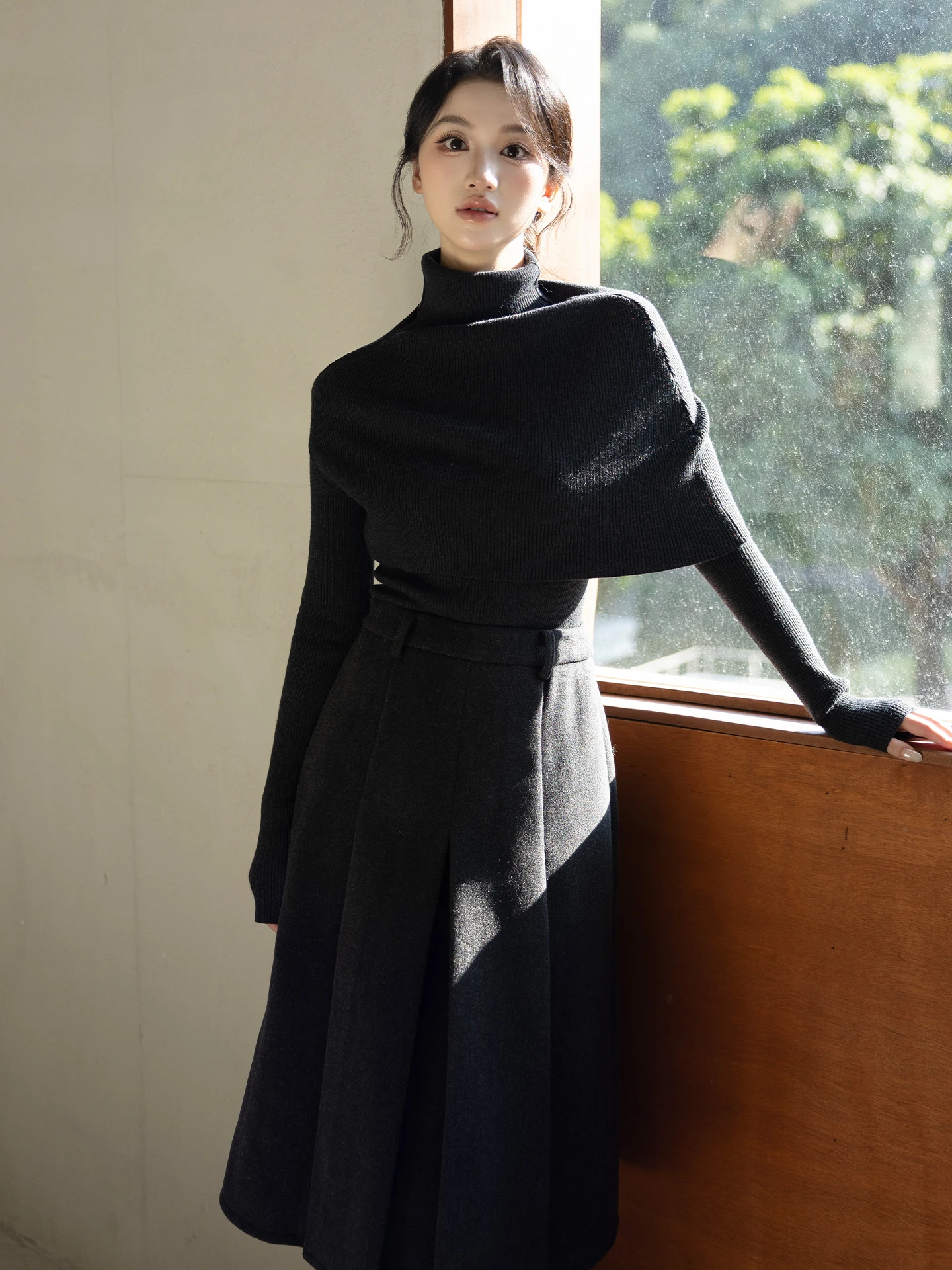 

SerioLudere Lazy Egg вязаный шерстяной свитер с высоким воротником, двусторонняя одежда, повседневный свободный крой, длинный свеч, зимний женский топ Faion