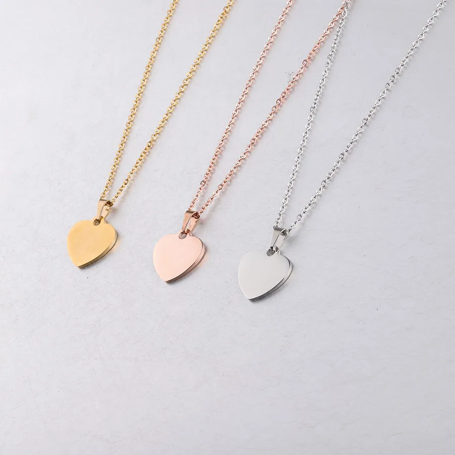 Collar con colgante de corazón de amor para mujer, cadena de acero inoxidable pulido con espejo, regalo, 10 unidades por lote