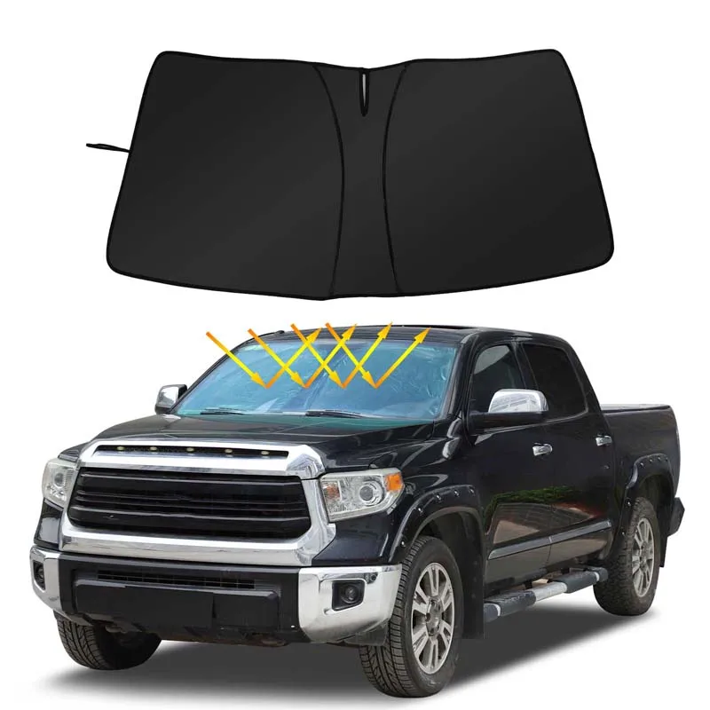 

For Toyota Tantu 2007-2021 front glass sunshade car front glass sunshade thermal insulation curtain black 1pcs (memory wire mode
