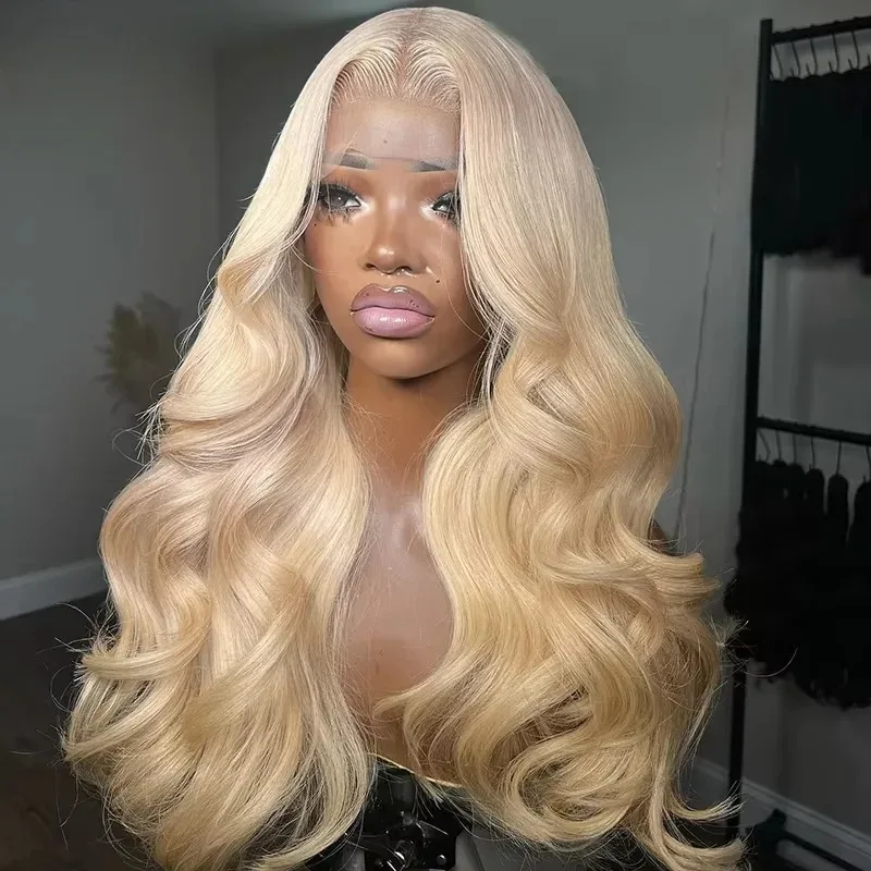 

Синтетический парик 613 Blonde Body Wave с HD-кружевом 13x4, плотность 200%, предварительно проработанная линия роста волос, без клея, с естественной линией роста волос для женщин
