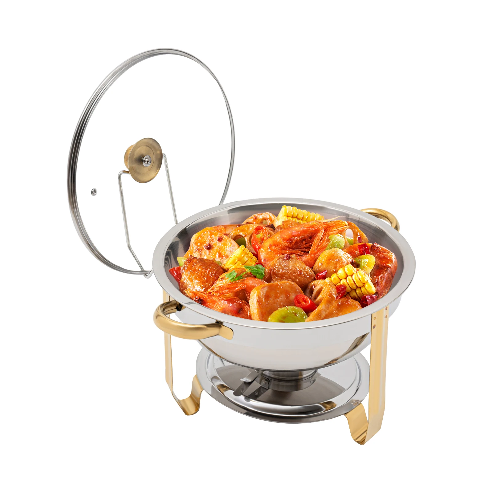 5L Chafing Dish Buffet Set, Stainless Steel Round Chafers and Buffet Warmers Sets, Round Chafing Dish Buffet Set 