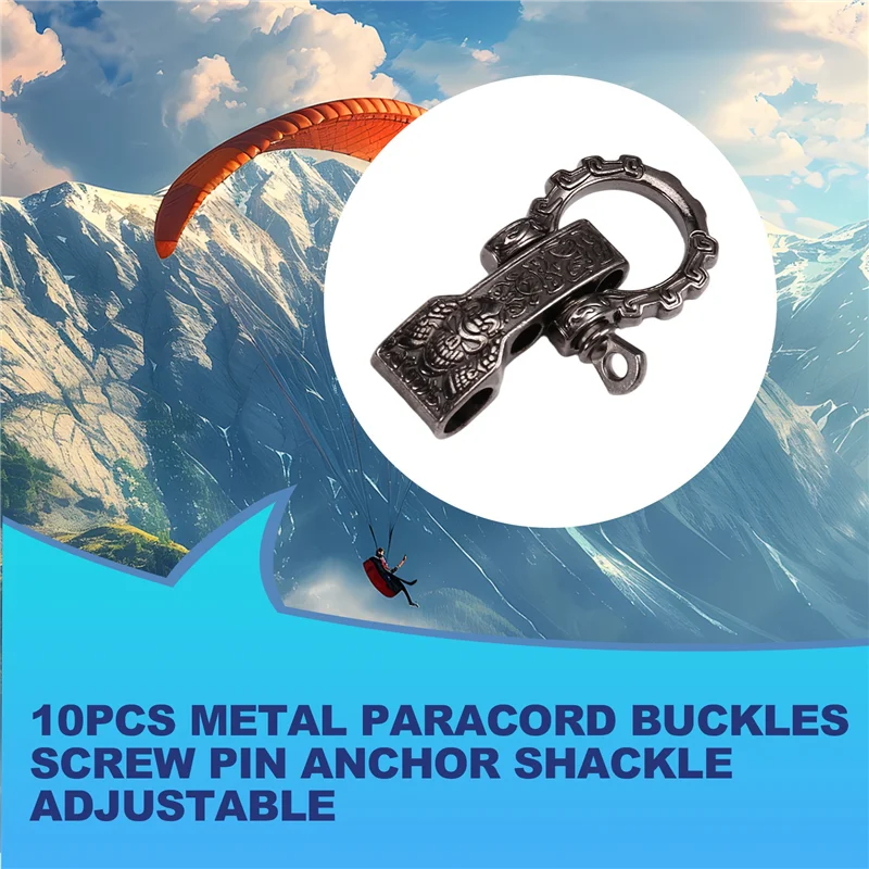 ABWR-Adjustable Shackles Buckles 10Pcs Metal For Paracord Buckles Bows Clasps Screw Pin Anchors Shackle For Paracord Bracelet Be