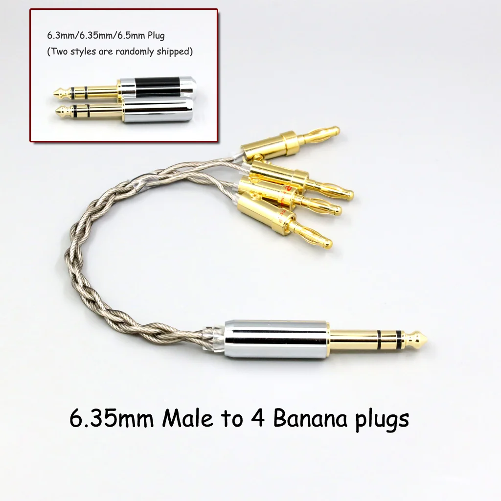 99 % reines Silber + Graphen versilbertes Schild-Kopfhörerkabel für XLR 6,35 mm 4,4 mm 3,5 mm männlich weiblich auf 4 Bananenstecker-Adapter – Detail 11