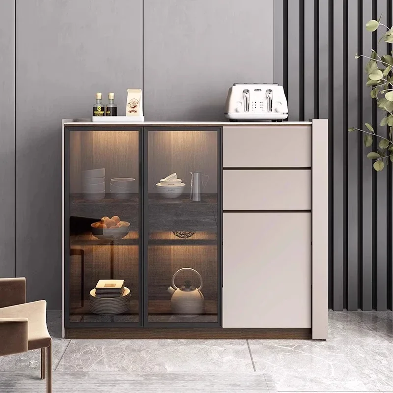 

Cabinet Italian Rock Plate Dining Side Cabinet Light Luxury Storage Locker Living Room Cabinets Crack Shelves Home Furniture