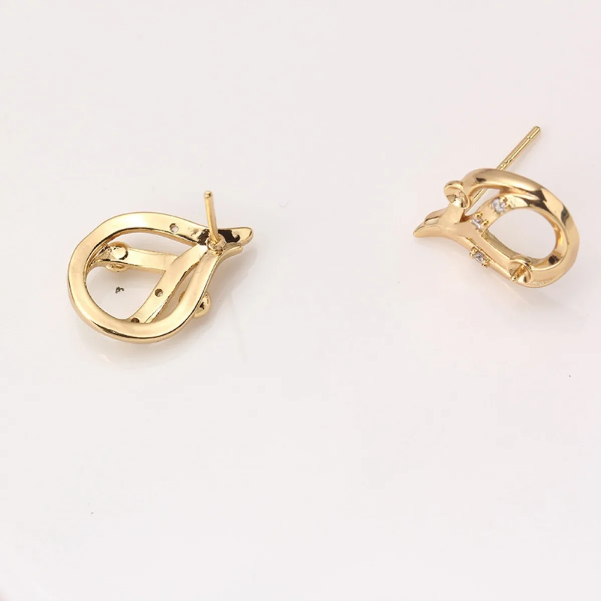 Elegant Women Brass 14K Gold Filled Teardrop CZ Double Pearl Blank Setting Handmade Findings For DIY Earrings