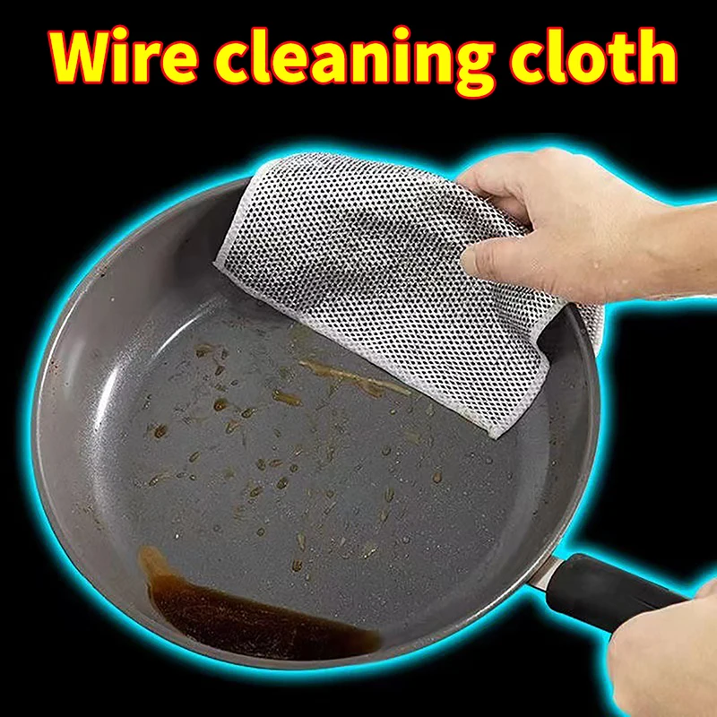 Strofinaccio in filo di acciaio salviette antiaderenti per olio pentole da cucina pentole pentole piatti macchie di caffè salviette per la pulizia strofinacci