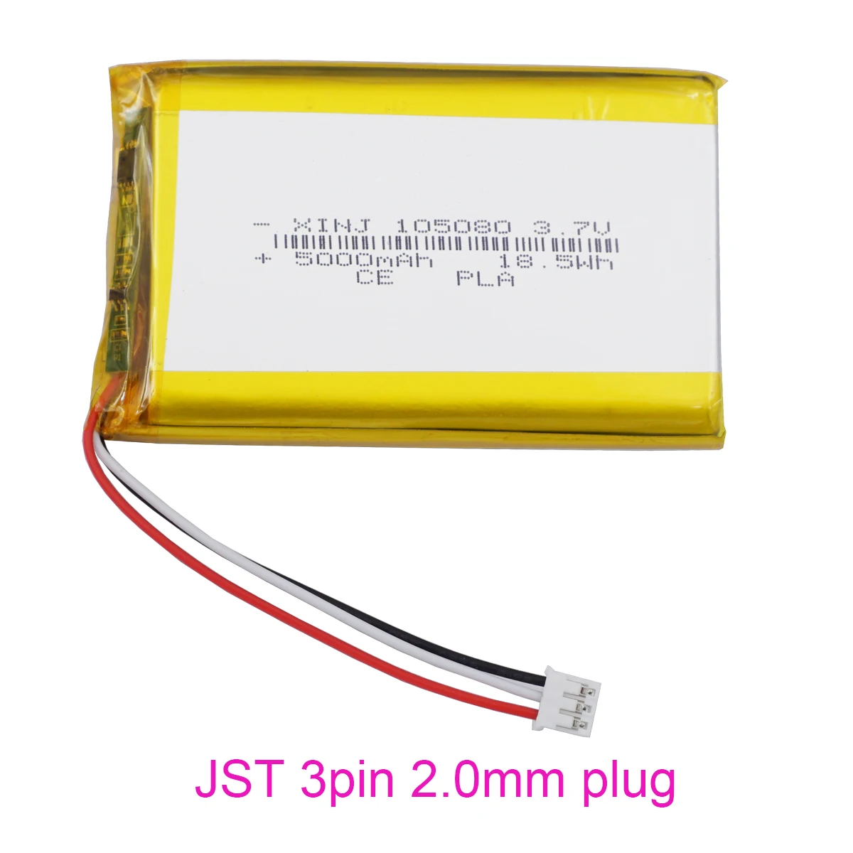 

3.7V 5000mAh 18.5Wh Li-Polymer Replacement Lipo Rechargeable Battery 105080 3 Wires JST 3Pin 2.0mm Connector NTC for Thermistor