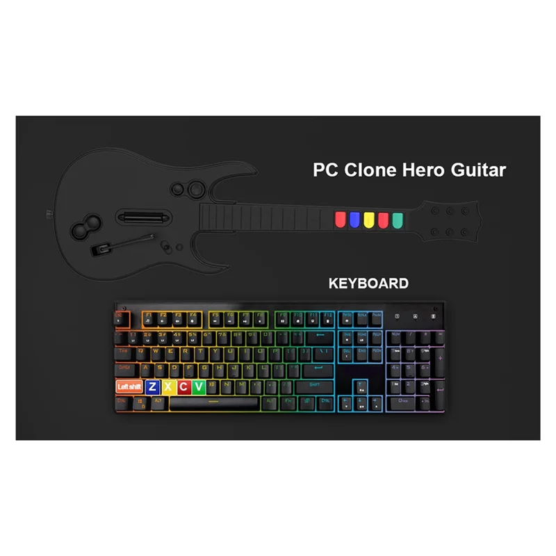 

New--2.4G Wireless Game Guitar Controller For PC PS3 Compatible With Clone Hero Rock Band Games Remote Joystick Console