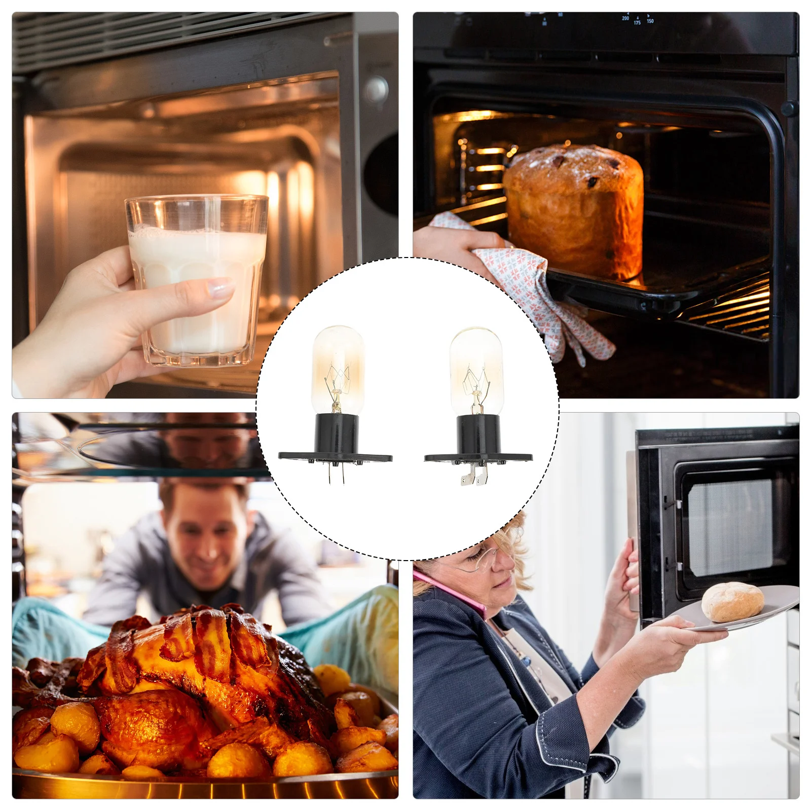 

2Pcs 25W Heat-Resistant Light Bulb for Microwave Oven Refrigerator Flicker-Free Long Service Life Microwave Lamp