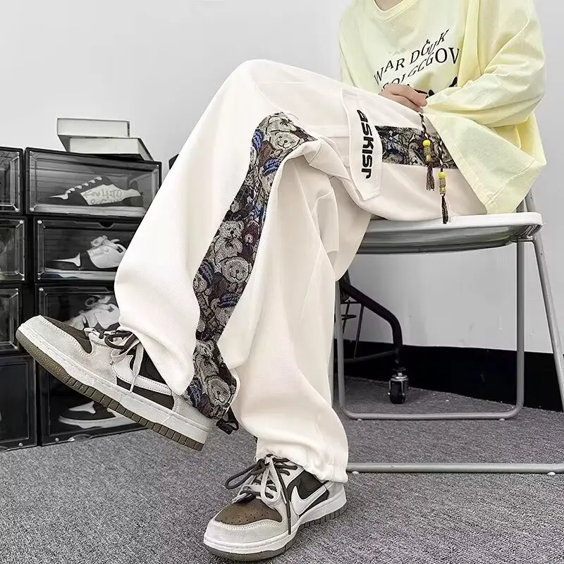 2023, wiosenne jesienne spodnie męskie Hip Hop Fashion Streetwear spodnie do biegania męskie dorywczo odzież męska spodnie dresowe z elastyczną talią męskie