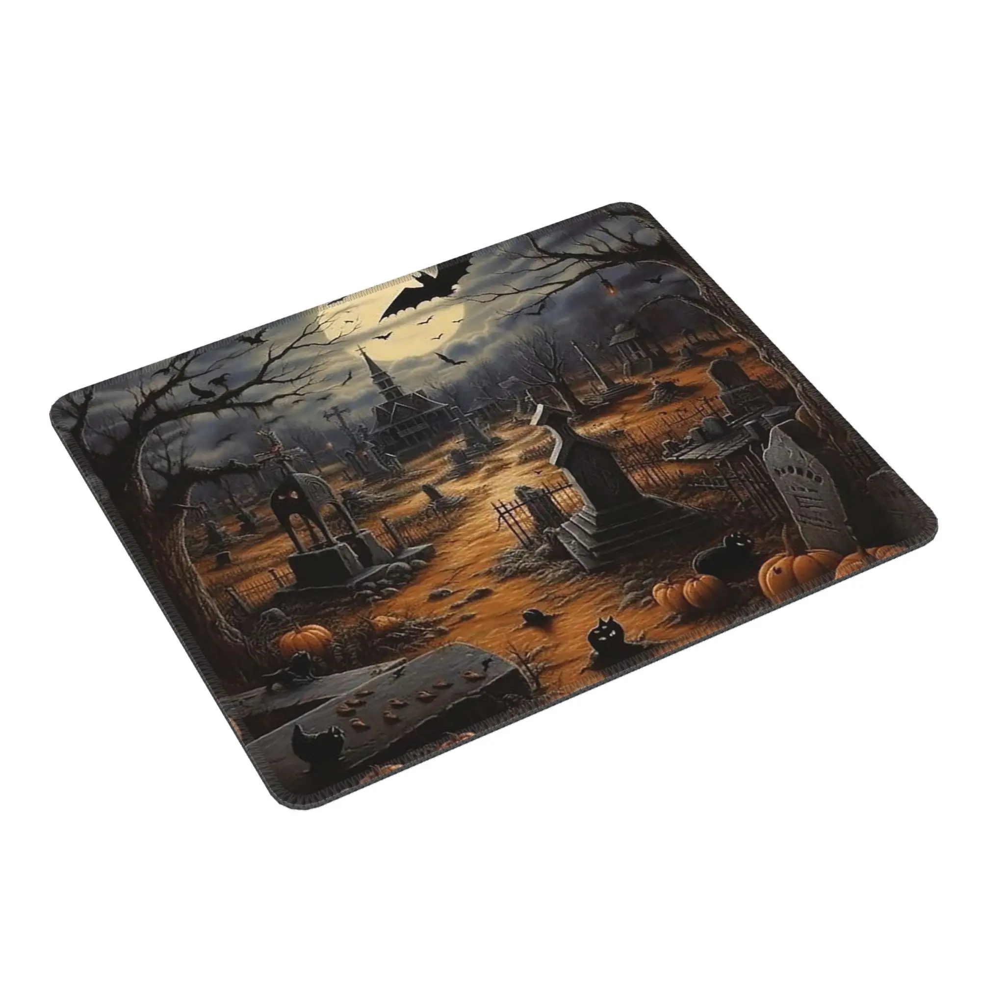 Halloween Pumpkin Castle Graveyard Mouse Pad Computer Keyboard Mouse Mat Gamer PC Laptop Desk Mat Office Table Mats
