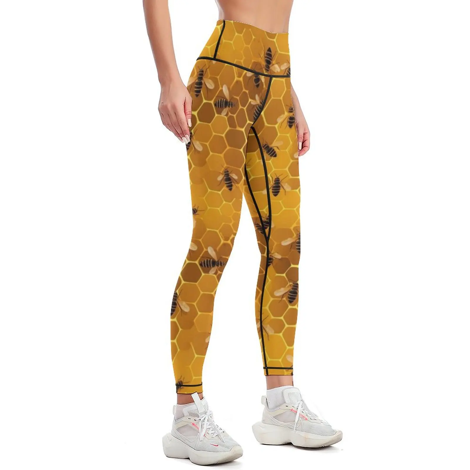 Honeycomb and Bee Pattern 14 Leggings gym's sportswear Women's fitness Womens Leggings