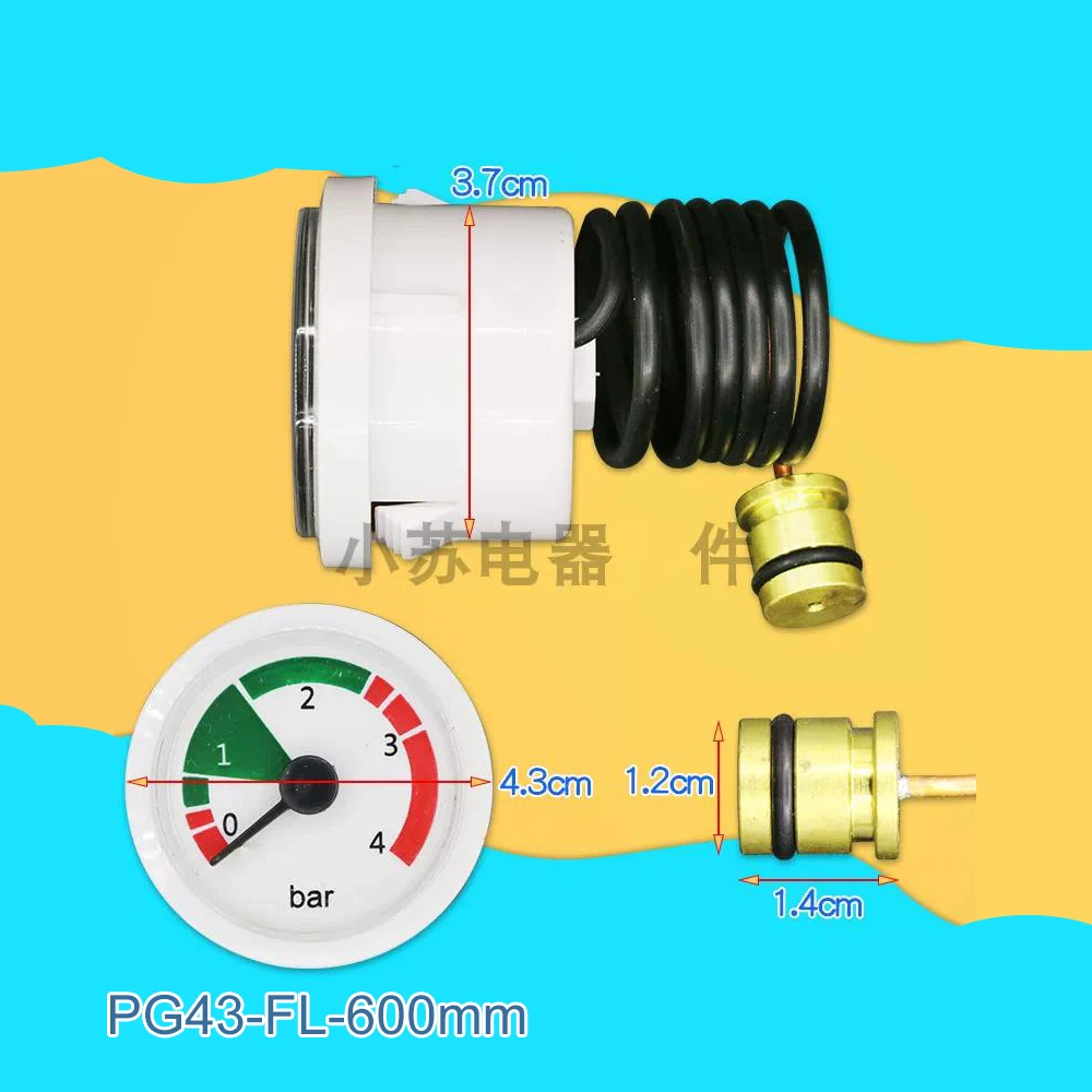 FL 4BAR Water Pressure Gauge Gas Boiler Capillary Pressure Gauge Wall Mounted Gas Boiler Spare Parts