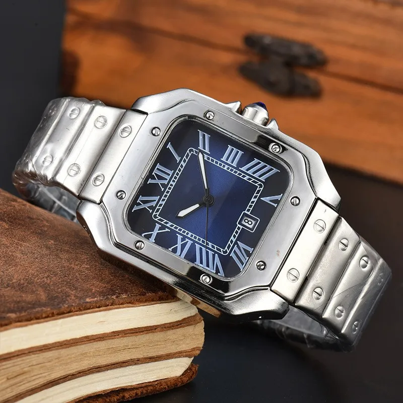 Трехстрелочные квадратные мужские роскошные кварцевые многофункциональные часы с хронографом диаметром 42 мм, высококачественные бестселлеры кварцевые часы с календарем.