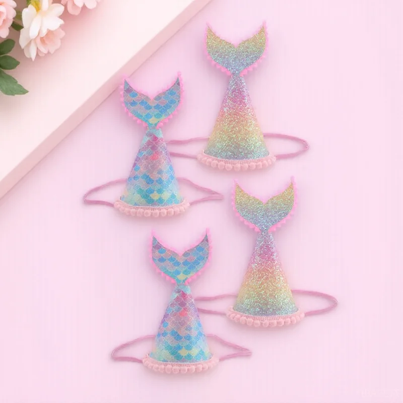 

4 Pcs Princess Mermaid Birthday Hat Mermaids Swimming Pink s Party Hats