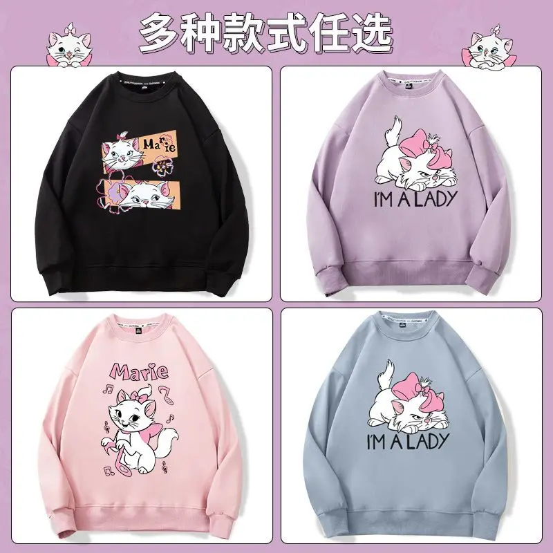 

ladies clothes Disney Marie Cat Print Crew Neck Sweatshirts 2026 New Autumn Women's Slim Fit Youthful Lightweight Casual Tops