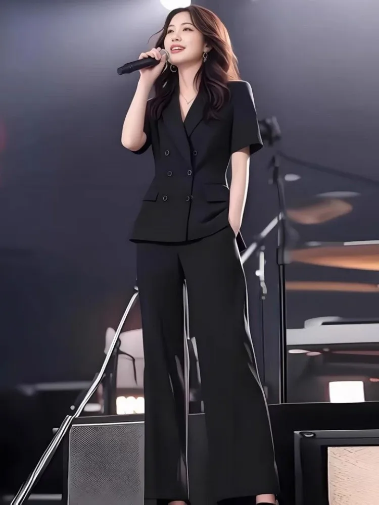 

Women's Suit Double Breasted Blazer Trouser Two-piece set Jacket Western-Style Office Workwear For Professional Ladies
