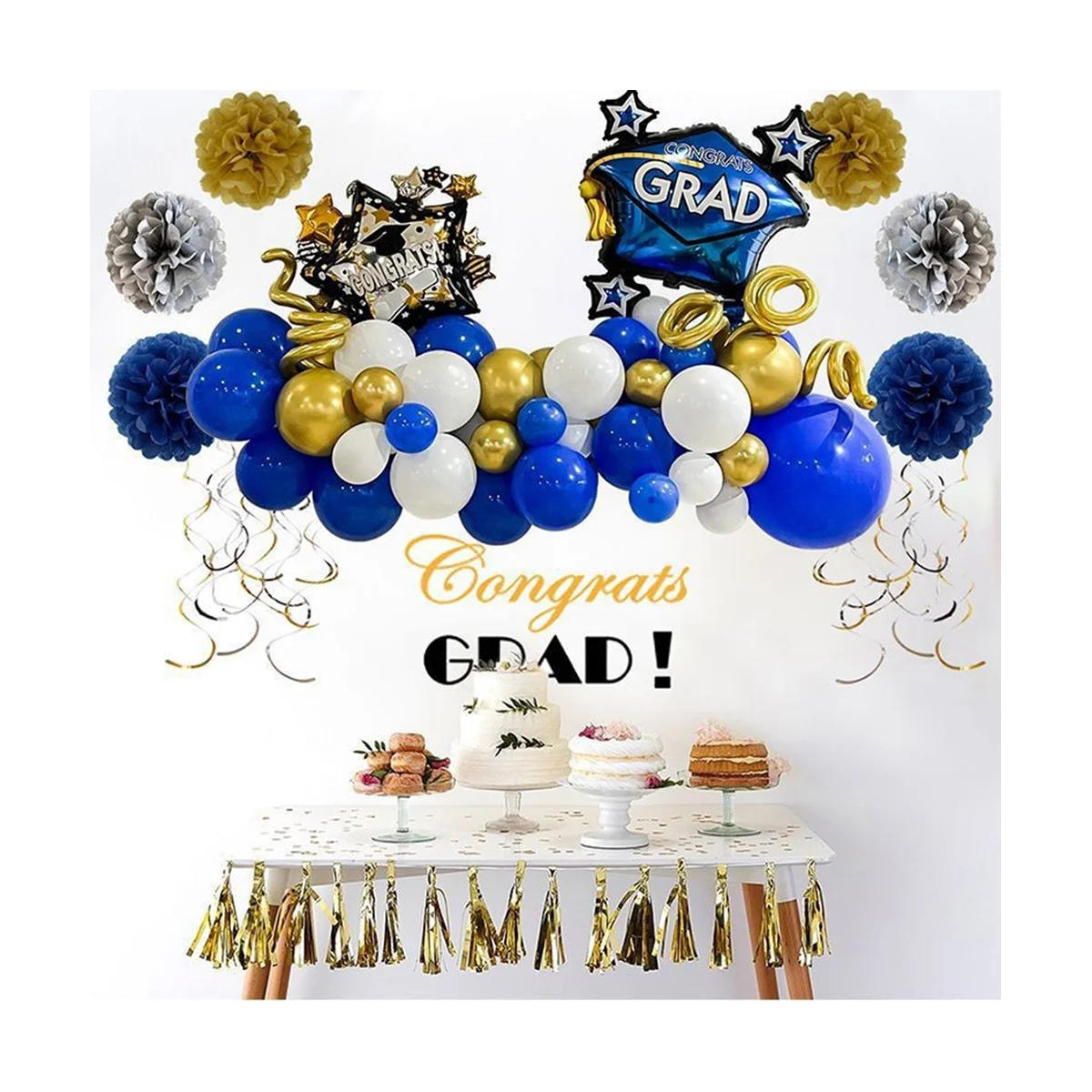 Graduation Party Decorations Blue White Gold Graduation Party Decorations Kit Class Of 2023 Congrats Grad Banner