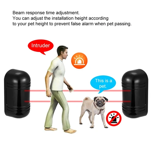 Imagen 2 del producto Sensor infrarrojo fotoeléctrico de doble haz con cable, Detector de barrera de 100M, alarma de manipulación, Salida para puerta, sistema de alarma antirrobo