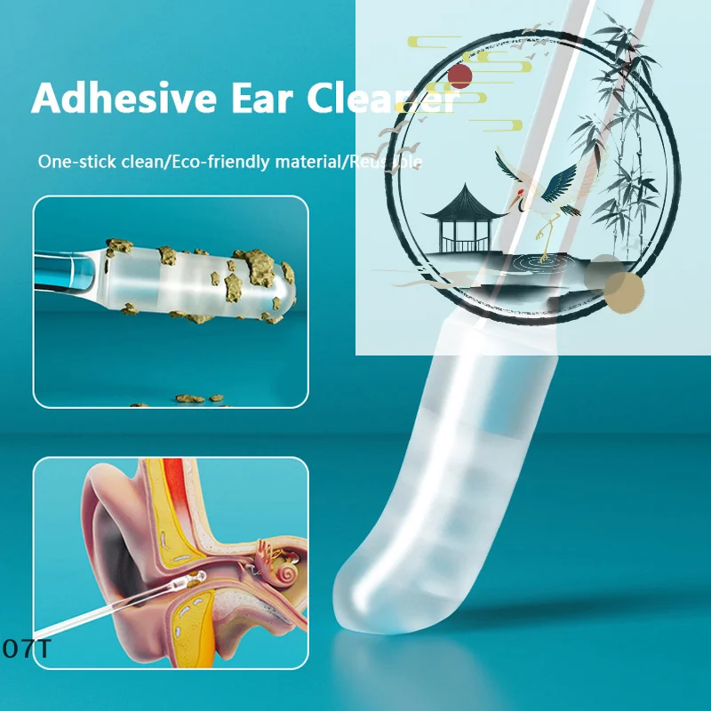 Disposable Sticky Ear Swabs Pick Reusable Ear Cleaner Soft Silicone Ear Wax Removal Tool Earwax Remover For Olders Adult Kid