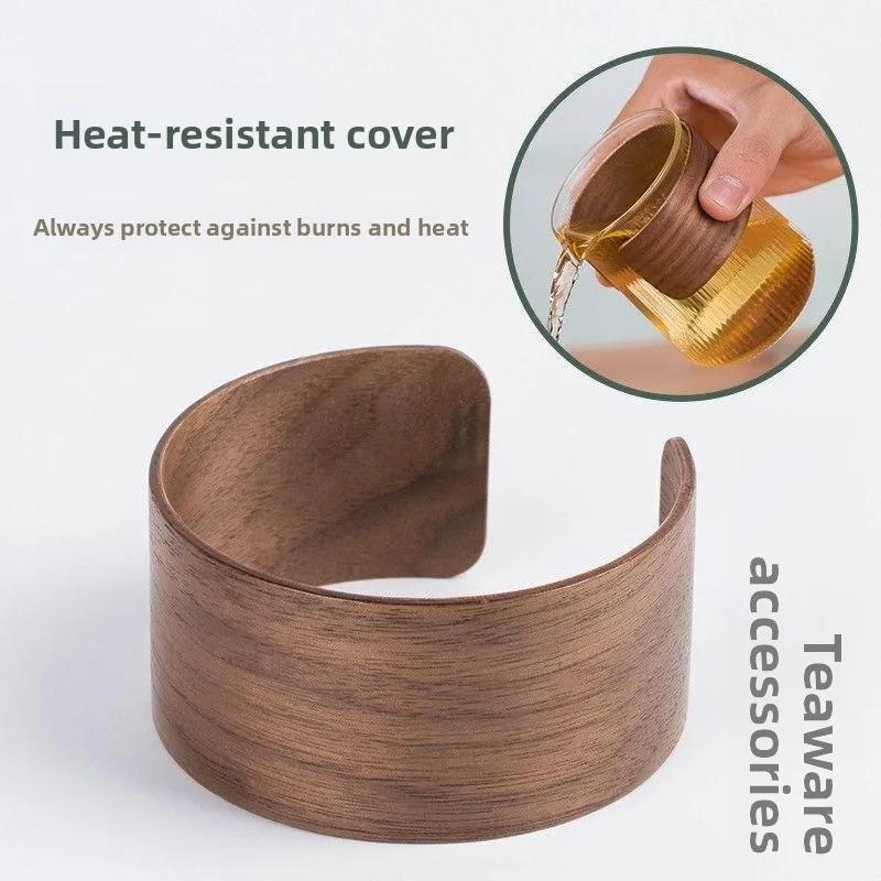 

Heat-Resistant Wood Cup Holder for Glass And Water Cups Anti-Scalding Insulation Sve Handheld Protective Accory